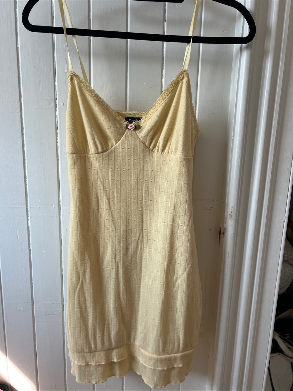 Butter Yellow Pointelle Mini Dress - S